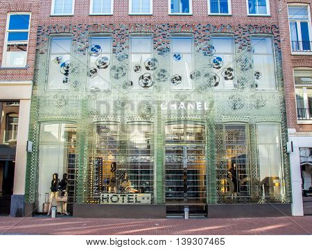 Amsterdam the Netherlands - April 13 2016: chanel store in P.C. Hooftstraat Amsterdam