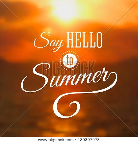Summer background with sea sunset. Vector illustration.