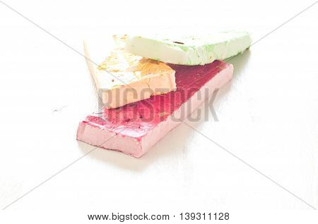 colorful delicious nougat from malta sweet and sugar