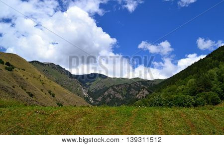 Mountain landscape. Reserve Teberda, Karachay-Cherkessia Republic, Russia. Photo taken on: July 27 Saturday, 2013