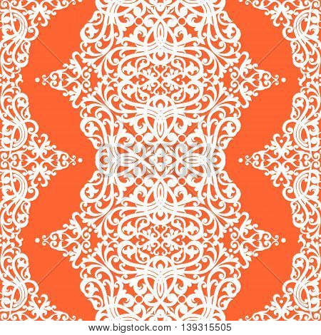 Vector seamless pattern with swirls and floral motifs in retro style. Victorian background of contrast modern color. It can be used for wallpaper pattern fills web page background surface textures.