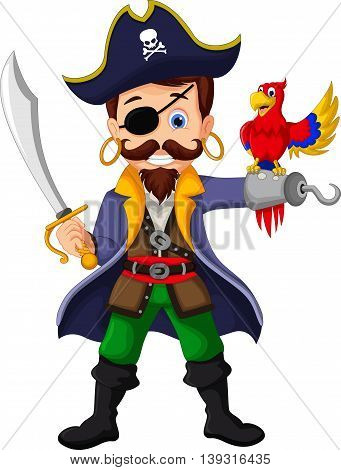 Cartoon pirate and parrots for you design