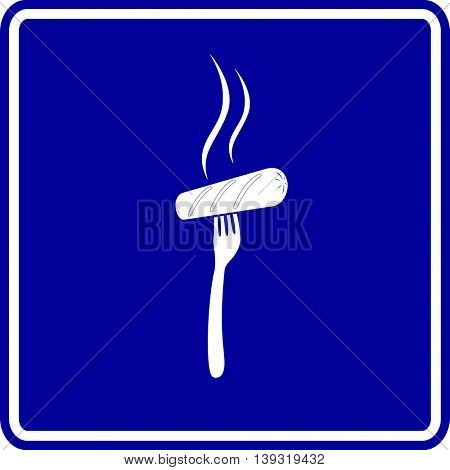 grilled sausage in fork sign