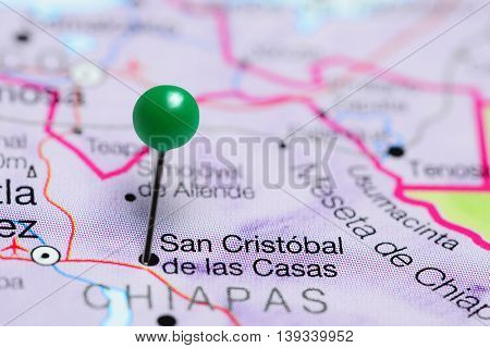 San Cristobal de las Casas pinned on a map of Mexico