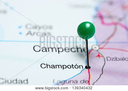 Champoton pinned on a map of Mexico