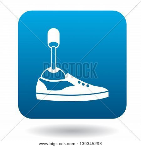 Leg prosthesis icon in simple style on a white background