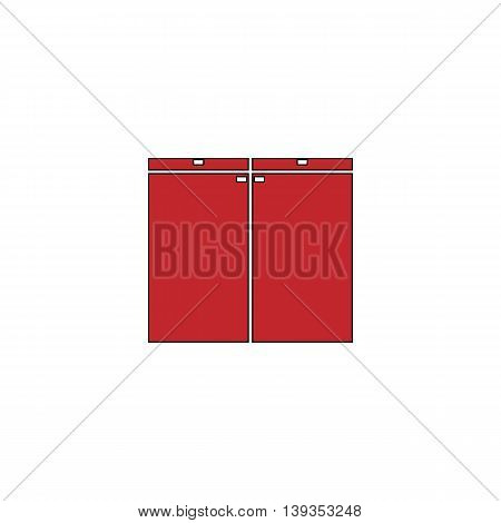 Cabinet. Red flat simple modern illustration icon with stroke. Collection concept vector pictogram for infographic project and logo