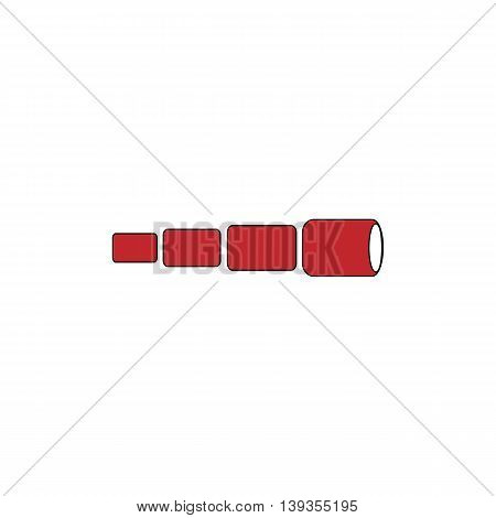 Spyglass. Red flat simple modern illustration icon with stroke. Collection concept vector pictogram for infographic project and logo