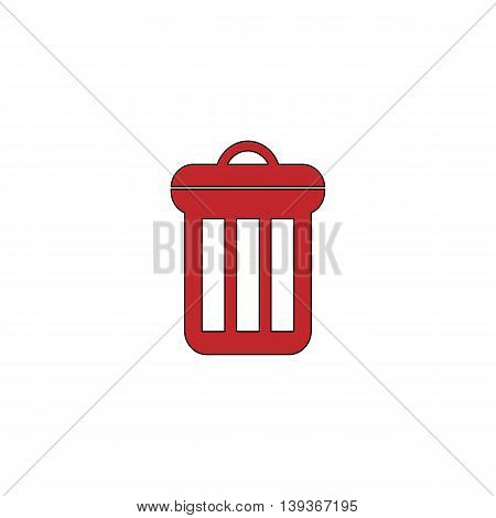 Urn. Red flat simple modern illustration icon with stroke. Collection concept vector pictogram for infographic project and logo