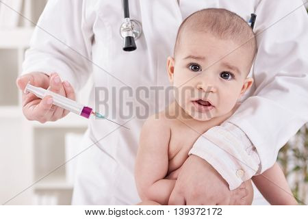 Suprised Baby Needs To Receive Vaccine