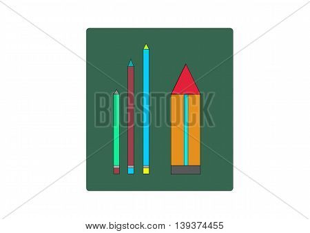 illustration which depicts three small pencil and one large