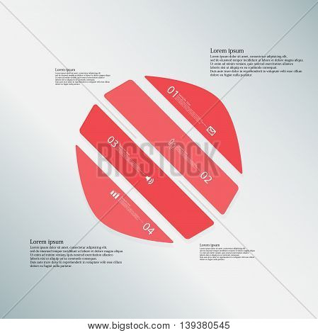 Circle Illustration Template Consists Of Four Red Parts On Blue Background