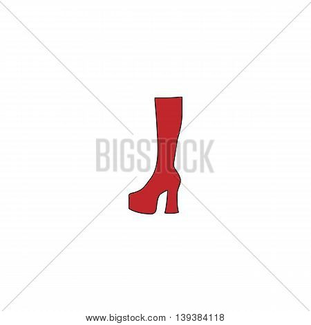 Chaussure woman. Red flat simple modern illustration icon with stroke. Collection concept vector pictogram for infographic project and logo