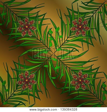 Vector floral pattern on golden gradient background.