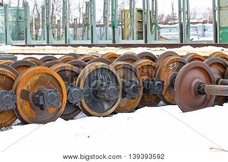 Railcar wheels on the axles of the wheelset as the element