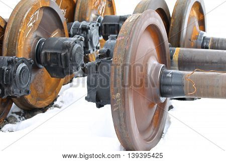 Railcar wheels on the axles of the wheelset as the element