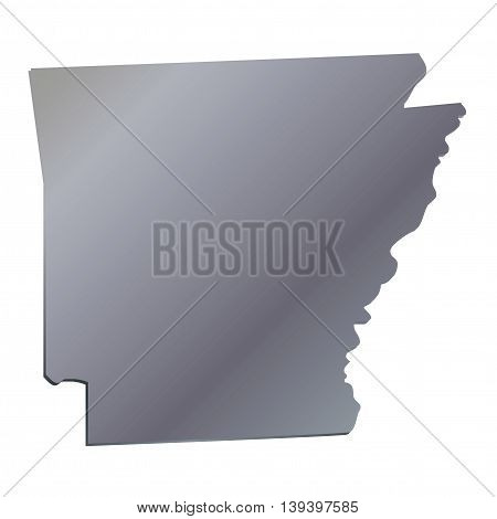 3D Arkansas (USA) Aluminium outline map with shadow