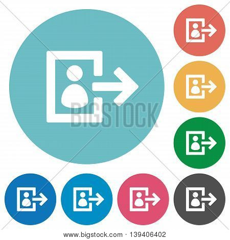 Flat user logout icon set on round color background.