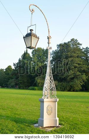Street lamp in the old style in Yelagin park in St.Petersburg Russia.