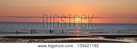 Sunset on beach in Eastham, Massachusetts on Cape Cod-Proportionate to Large Mobile Banner