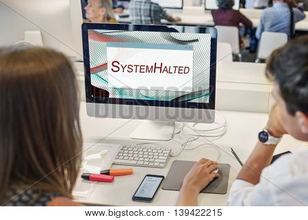 Error Halted System Disconnect Caution Concept 