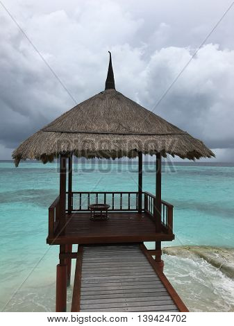 View of the sea from the cabana