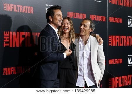 NEW YORK-JULY 11: Actors Benjamin Bratt, Jill Hennessy and Paolo Mastropietro attend 'The Infiltrator' New York premiere at AMC Loews Lincoln Square 13 Theater on July 11, 2016 in New York City.