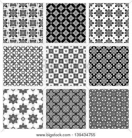 Seamless pattern set based on traditional Asian elements Paisley. Boho vintage style vector background. Best motive for print on fabric or papper.
