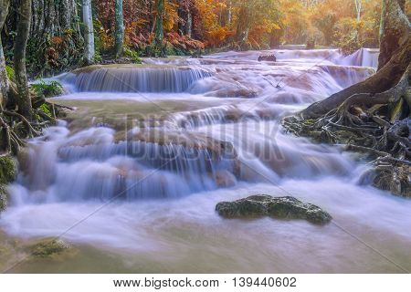 Waterfall In Rain Forest (tat Kuang Si Waterfalls At Luang Prabang, Laos)