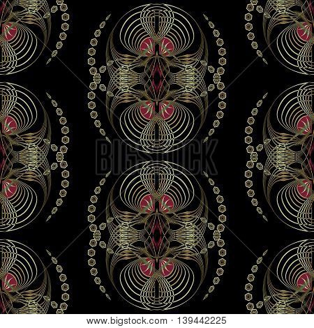 Seamless pattern art deco graphic ornament. Floral stylish modern background repeating texture with stylized waves