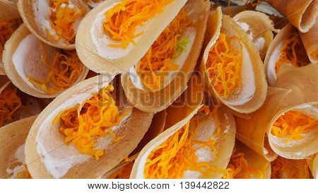 Kanom Buang - Thai Style Crispy Tart or Thai sweetmeat
