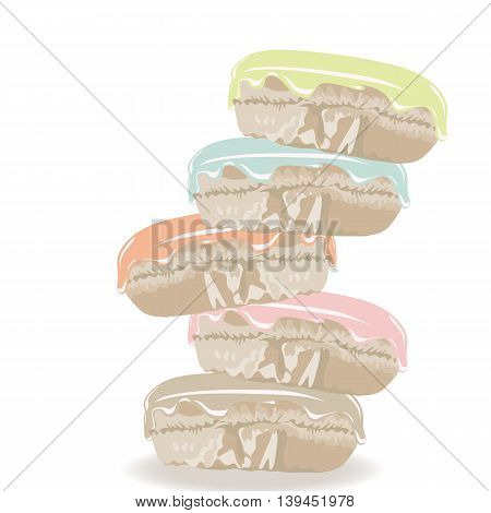 Colorful realistic macaroons with cream . Vector illustration
