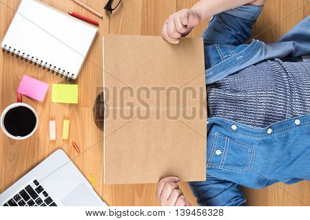 Business young business woman relaxing at office Business concept vintage tone soft focus