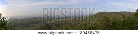 scenic panorama of vienna with the suburbs and view to vineyards of Grinzing Vienna