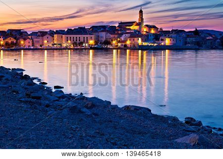 Betina town and beach sunset view Island of Murter Croatia