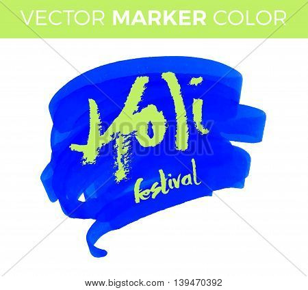 Holi lettering pink. Hand written Holi poster. Modern hand lettering. Holi. Vector illustration