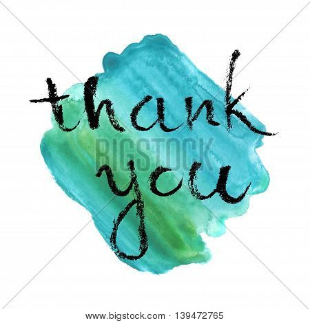 Thank you card ink hand lettering. Abstract marker shape.