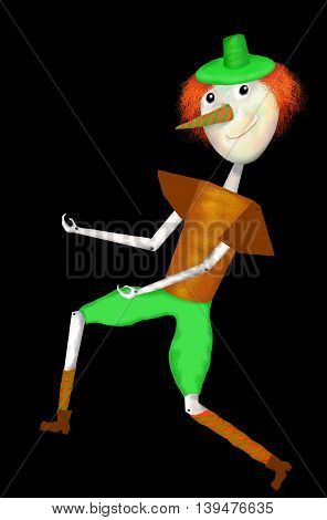 Funny little Theater Pinocchio puppet marionette boy