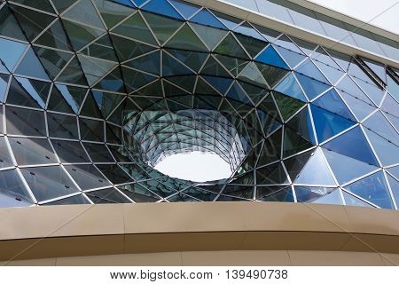 Frankfurt, Germany - June 15, 2016: Facade of the modern shopping mall MyZeil in the city off Frankfurt am Main.