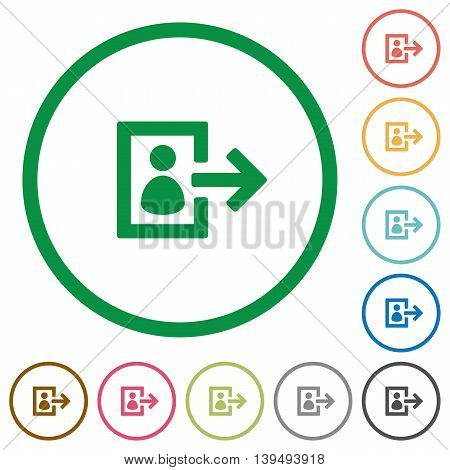 Set of User logout color round outlined flat icons on white background