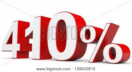 Discount 410 percent on white background. 3D illustration.