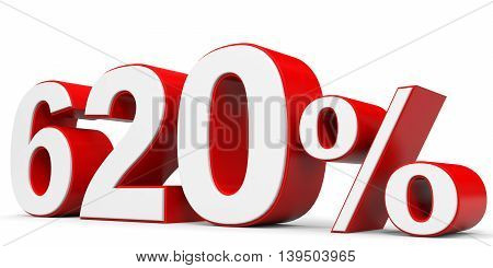Discount 620 percent on white background. 3D illustration.