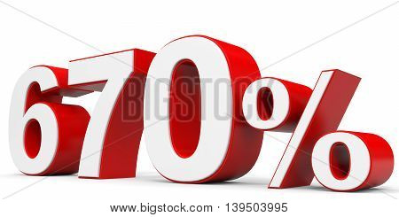 Discount 670 percent on white background. 3D illustration.