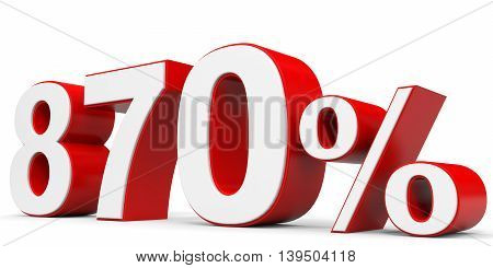 Discount 870 percent on white background. 3D illustration.