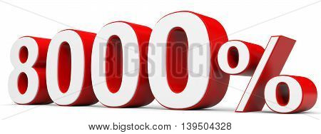 Discount 8000 percent off on white background. 3D illustration.