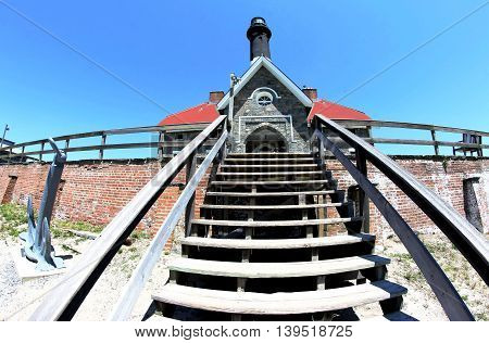 Fish-eye view of The Fire Island Lighthouse