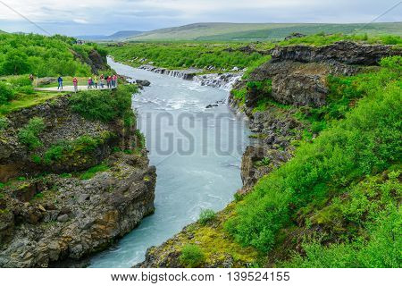 The Hraunfossar Waterfall