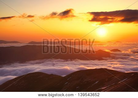 Mountains uring sundown. Beautiful natural landscape in the summer time