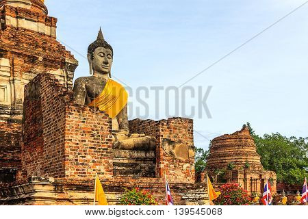 Wat Yai Chai Mongkol temple at  ayutthaya