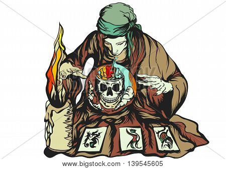 fortune teller isolated on a white background